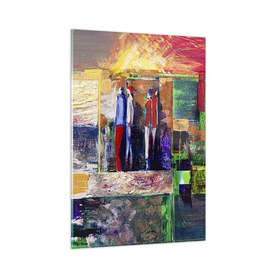 Obraz na szkle - Relacje i emocje - 80x120cm - Abstrakcja Ludzie Sztuka - Nowoczesny szklany obraz na ścianę do salonu do sypialni ARTTOR ARTTOR