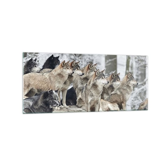 Obraz na szkle - Rodzina i przyjaciele - 120x50cm - Wataha Wilków Wilki Zwierzęta - Nowoczesny szklany obraz na ścianę do salonu do sypialni ARTTOR ARTTOR
