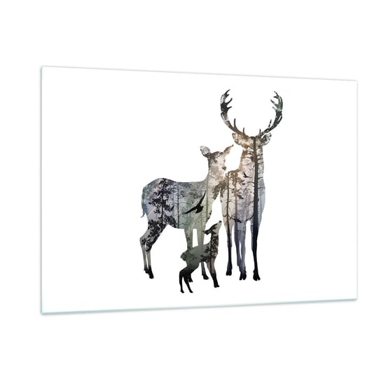 Obraz na szkle - Rodzinna fotografia - 120x80cm - Zwierzęta Jeleń Natura - Nowoczesny szklany obraz na ścianę do salonu do sypialni ARTTOR ARTTOR