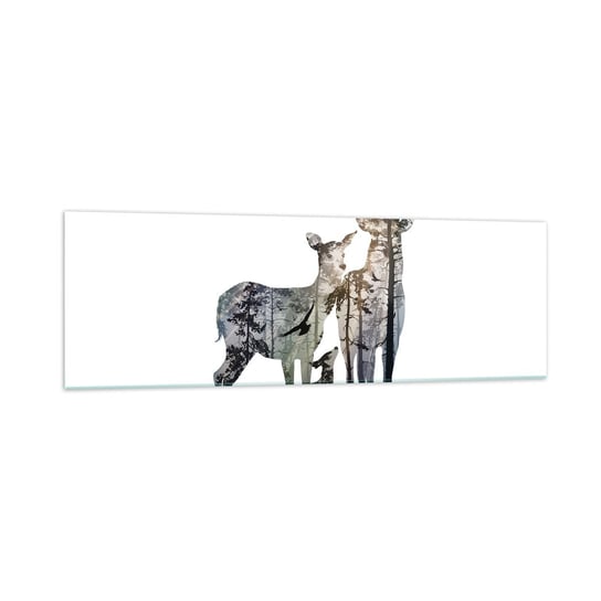 Obraz na szkle - Rodzinna fotografia - 160x50cm - Zwierzęta Jeleń Natura - Nowoczesny foto szklany obraz do salonu do sypialni ARTTOR ARTTOR