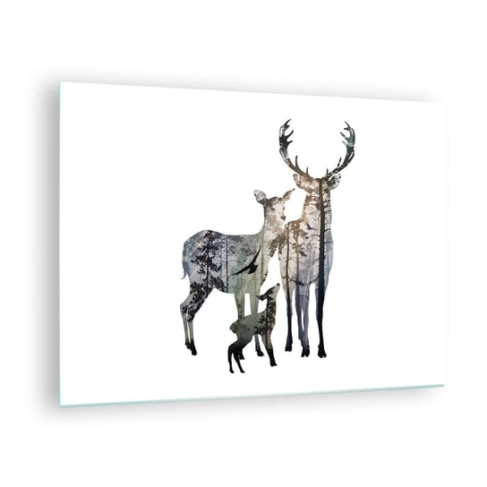 Obraz na szkle - Rodzinna fotografia - 70x50cm - Zwierzęta Jeleń Natura - Nowoczesny szklany obraz do salonu do sypialni ARTTOR ARTTOR