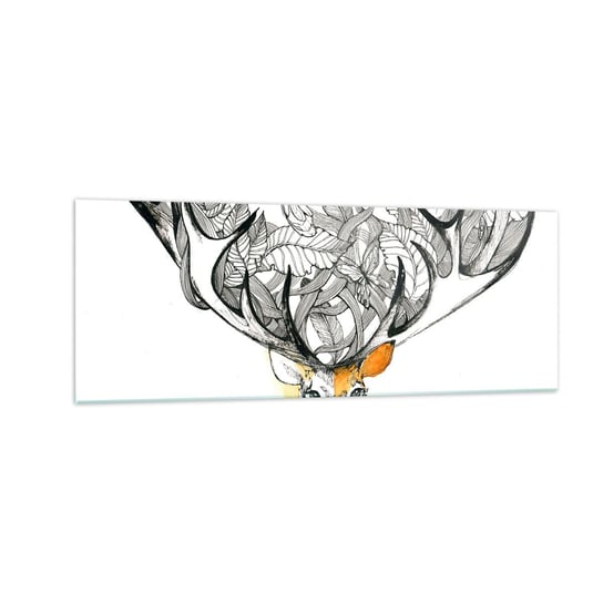 Obraz na szkle - Rogi obfitości - 140x50cm - Abstrakcja Jeleń Grafika - Nowoczesny szklany obraz do salonu do sypialni ARTTOR ARTTOR