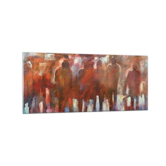 Obraz na szkle - Równi w deszczu i mgle - 120x50cm - Ludzie Ruchliwe Miasto Sztuka - Nowoczesny szklany obraz na ścianę do salonu do sypialni ARTTOR ARTTOR