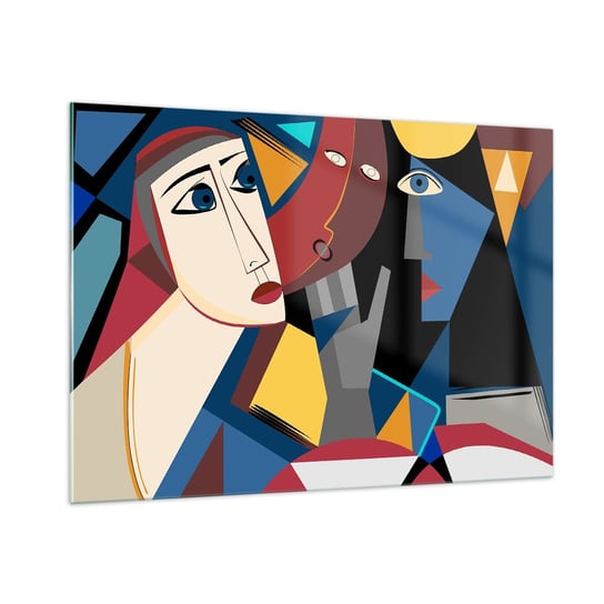 Obraz na szkle - Rozmowa kubistów - 100x70cm - Ludzie Kubizm Portret - Nowoczesny foto szklany obraz do salonu do sypialni ARTTOR ARTTOR