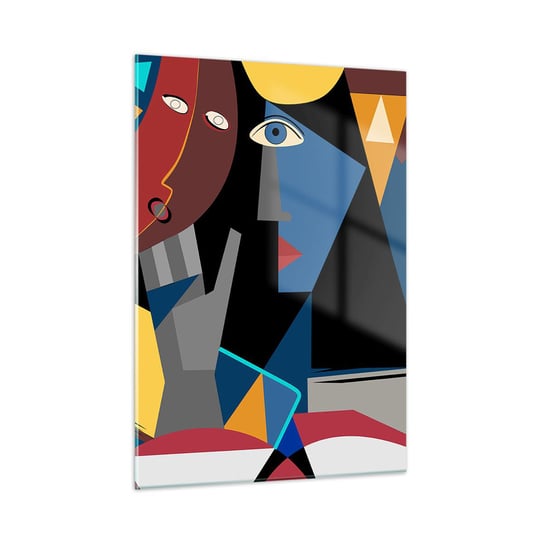 Obraz na szkle - Rozmowa kubistów - 50x70cm - Ludzie Kubizm Portret - Nowoczesny szklany obraz do salonu do sypialni ARTTOR ARTTOR