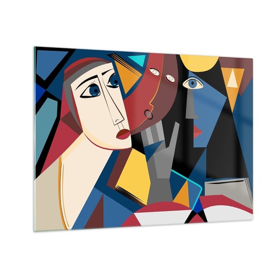 Obraz na szkle - Rozmowa kubistów - 70x50cm - Ludzie Kubizm Portret - Nowoczesny szklany obraz do salonu do sypialni ARTTOR ARTTOR