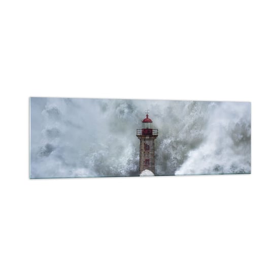 Obraz na szkle - Ryk wód, szum zawiei - 160x50cm - Latarnia Morska Krajobraz Ocean - Nowoczesny foto szklany obraz do salonu do sypialni ARTTOR ARTTOR