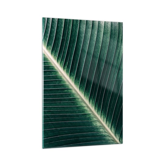 Obraz na szkle - Rytm natury - 80x120cm - Abstrakcja Zielony Liść Grafika - Nowoczesny szklany obraz na ścianę do salonu do sypialni ARTTOR ARTTOR