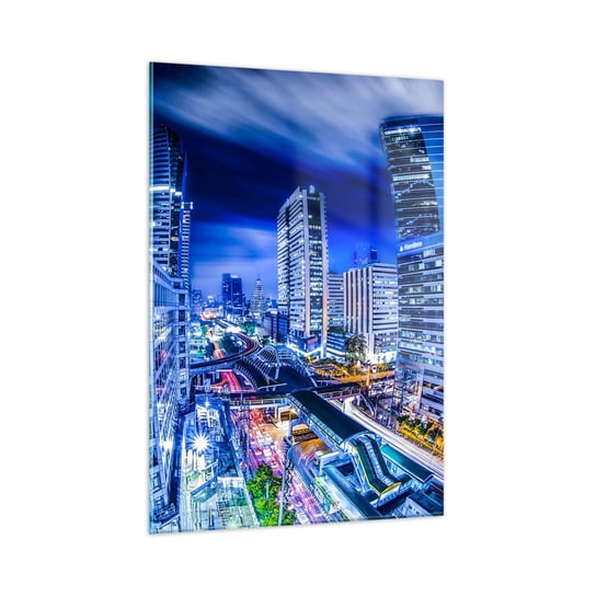 Obraz na szkle - Rytmy nocnego miasta - 50x70cm - Miasto Bangkok Architektura - Nowoczesny szklany obraz do salonu do sypialni ARTTOR ARTTOR