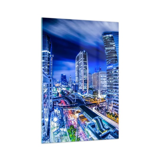 Obraz na szkle - Rytmy nocnego miasta - 70x100cm - Miasto Bangkok Architektura - Nowoczesny foto szklany obraz do salonu do sypialni ARTTOR ARTTOR