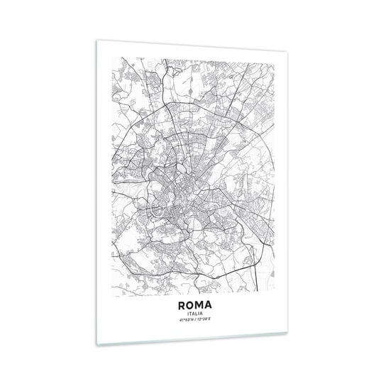 Obraz na szkle - Rzymski krąg - 50x70cm - Miasto Mapa Miasta Rzym - Nowoczesny szklany obraz do salonu do sypialni ARTTOR ARTTOR