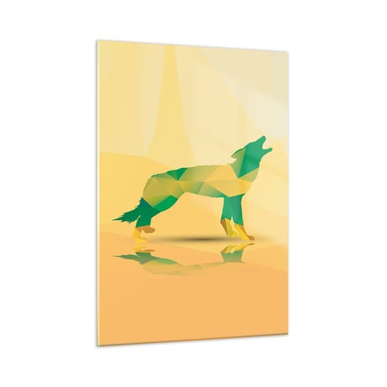 Obraz na szkle - Samotny wilk - 50x70cm - Zwierzęta Wilk Figura Geometryczna - Nowoczesny szklany obraz do salonu do sypialni ARTTOR ARTTOR