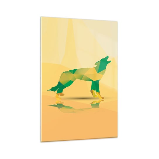 Obraz na szkle - Samotny wilk - 80x120cm - Zwierzęta Wilk Figura Geometryczna - Nowoczesny szklany obraz na ścianę do salonu do sypialni ARTTOR ARTTOR