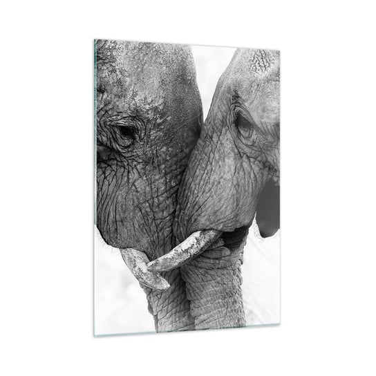 Obraz na szkle - Serdeczne wyznanie - 50x70cm - Słoń Zwierzęta Afryka - Nowoczesny szklany obraz do salonu do sypialni ARTTOR ARTTOR
