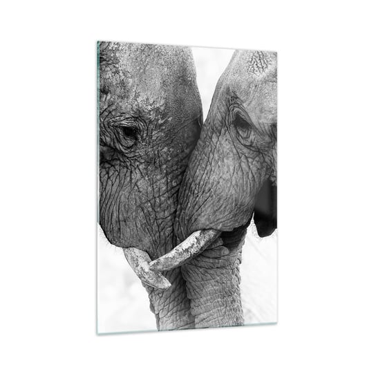 Obraz na szkle - Serdeczne wyznanie - 70x100cm - Słoń Zwierzęta Afryka - Nowoczesny foto szklany obraz do salonu do sypialni ARTTOR ARTTOR