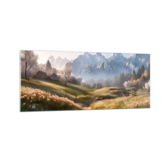 Obraz na szkle - Sielska dolina - 100x40cm - Krajobraz Górski Ścieżka Alpy - Nowoczesny foto szklany obraz do salonu do sypialni ARTTOR ARTTOR