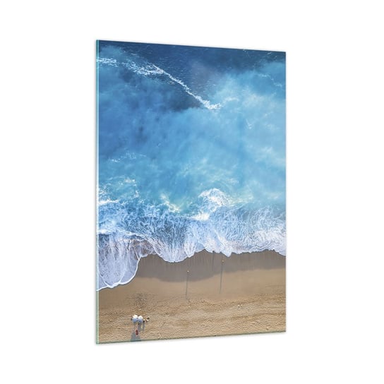 Obraz na szkle - Siła błękitu - 50x70cm - Krajobraz Plaża Morze - Nowoczesny szklany obraz do salonu do sypialni ARTTOR ARTTOR