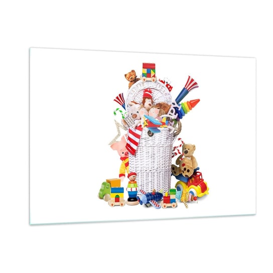 Obraz na szkle - Skarby malucha - 120x80cm - Zabawki Dla Dzieci Pokój Dziecięcy - Nowoczesny szklany obraz na ścianę do salonu do sypialni ARTTOR ARTTOR