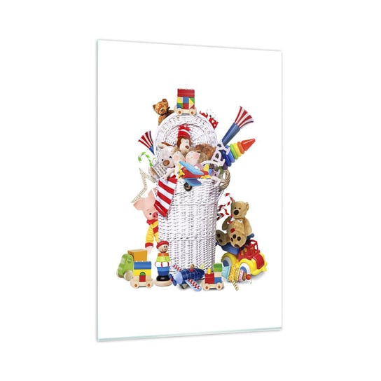 Obraz na szkle - Skarby malucha - 80x120cm - Zabawki Dla Dzieci Pokój Dziecięcy - Nowoczesny szklany obraz na ścianę do salonu do sypialni ARTTOR ARTTOR