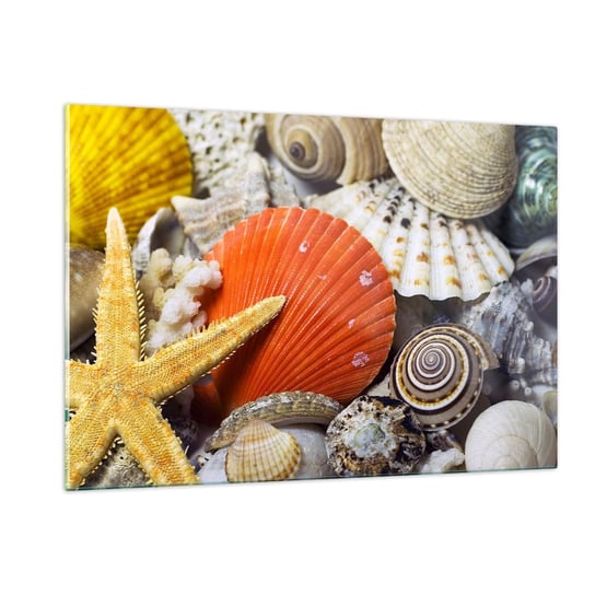 Obraz na szkle - Skarby oceanu - 120x80cm - Natura Muszle Rafa Koralowa - Nowoczesny szklany obraz na ścianę do salonu do sypialni ARTTOR ARTTOR