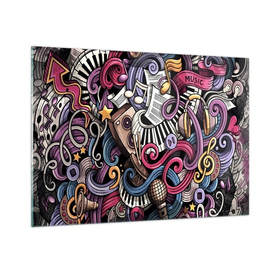 Obraz na szkle - Skomplikowana melodia - 100x70cm - Muzyka Mural Graffiti - Nowoczesny foto szklany obraz do salonu do sypialni ARTTOR ARTTOR