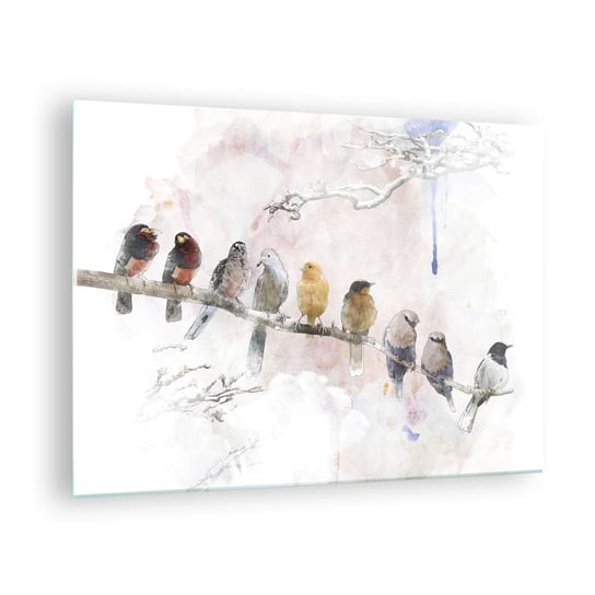 Obraz na szkle - Skrzydlate spotkanie - 70x50cm - Ptaki Natura Grafika - Nowoczesny szklany obraz do salonu do sypialni ARTTOR ARTTOR