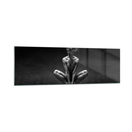 Obraz na szkle - Skupienie tanecznej energii - 160x50cm - Tancerka Kobieta Czarno-Biały - Nowoczesny foto szklany obraz do salonu do sypialni ARTTOR ARTTOR