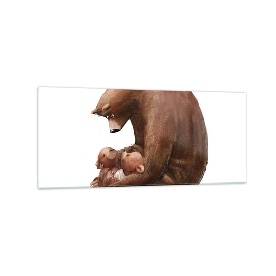 Obraz na szkle - Słodkich snów, dzieciaki - 120x50cm - Dla Dzieci Niedźwiedź Rodzina - Nowoczesny szklany obraz na ścianę do salonu do sypialni ARTTOR ARTTOR