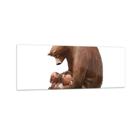 Obraz na szkle - Słodkich snów, dzieciaki - 140x50cm - Dla Dzieci Niedźwiedź Rodzina - Nowoczesny szklany obraz do salonu do sypialni ARTTOR ARTTOR
