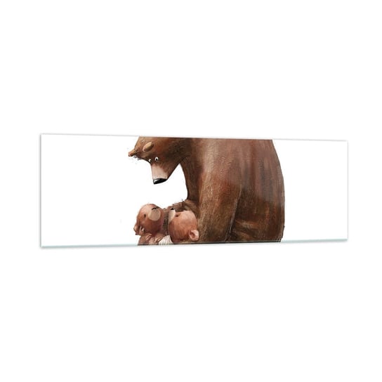 Obraz na szkle - Słodkich snów, dzieciaki - 160x50cm - Dla Dzieci Niedźwiedź Rodzina - Nowoczesny foto szklany obraz do salonu do sypialni ARTTOR ARTTOR