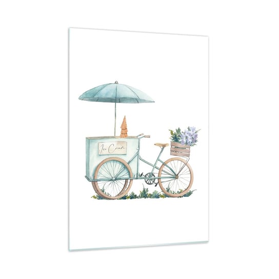 Obraz na szkle - Słodkie wspomnienie lata - 50x70cm - Pastelowy Lody Rower - Nowoczesny szklany obraz do salonu do sypialni ARTTOR ARTTOR