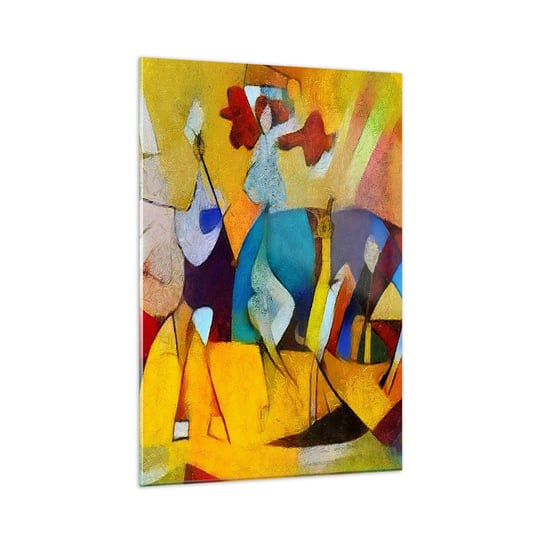 Obraz na szkle - Słońce - życie - radość - 80x120cm - Zwierzęta Afryka Kubizm - Nowoczesny szklany obraz na ścianę do salonu do sypialni ARTTOR ARTTOR