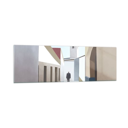 Obraz na szkle - Słoneczny spacer - 160x50cm - Pastelowe Budynki Architektura - Nowoczesny foto szklany obraz do salonu do sypialni ARTTOR ARTTOR
