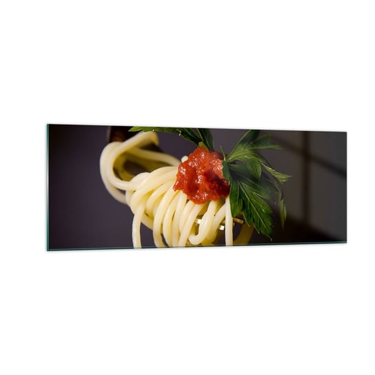 Obraz na szkle - Smakowity kęs - 140x50cm - Gastronomia Spaghetti Włochy - Nowoczesny szklany obraz do salonu do sypialni ARTTOR ARTTOR