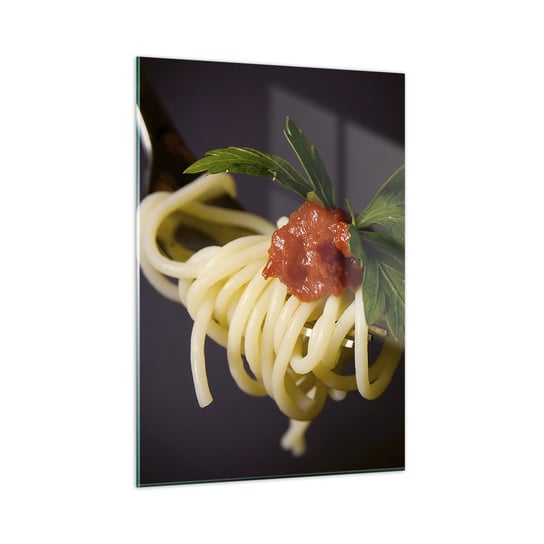 Obraz na szkle - Smakowity kęs - 50x70cm - Gastronomia Spaghetti Włochy - Nowoczesny szklany obraz do salonu do sypialni ARTTOR ARTTOR