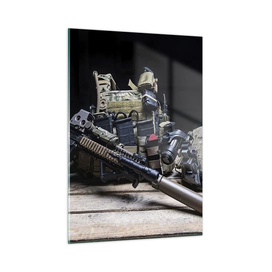Obraz na szkle - Spocznij! - 50x70cm - Militaria Karabin Broń - Nowoczesny szklany obraz do salonu do sypialni ARTTOR ARTTOR