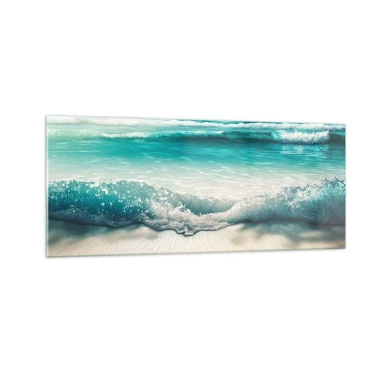Obraz na szkle - Spokój oceanu - 100x40cm - Plaża Morze Brzeg - Nowoczesny foto szklany obraz do salonu do sypialni ARTTOR ARTTOR