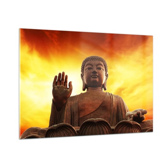 Obraz na szkle - Spokój świata - 100x70cm - Budda Religia Sztuka - Nowoczesny foto szklany obraz do salonu do sypialni ARTTOR ARTTOR