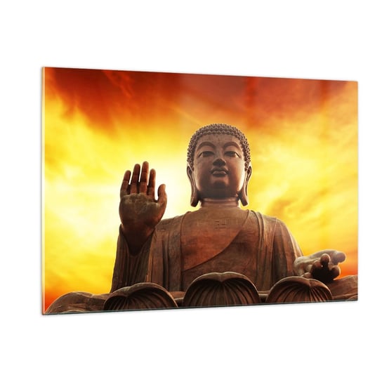 Obraz na szkle - Spokój świata - 120x80cm - Budda Religia Sztuka - Nowoczesny szklany obraz na ścianę do salonu do sypialni ARTTOR ARTTOR