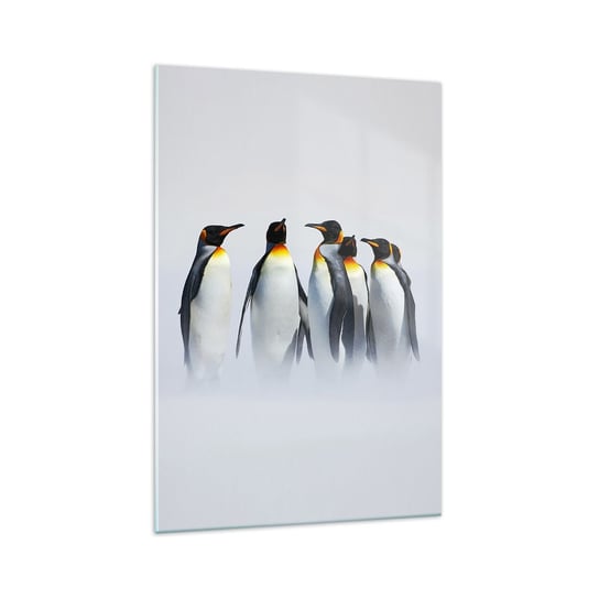 Obraz na szkle - Spotkanie w wieczorowych strojach - 70x100cm - Zwierzęta Pingwin Natura - Nowoczesny foto szklany obraz do salonu do sypialni ARTTOR ARTTOR