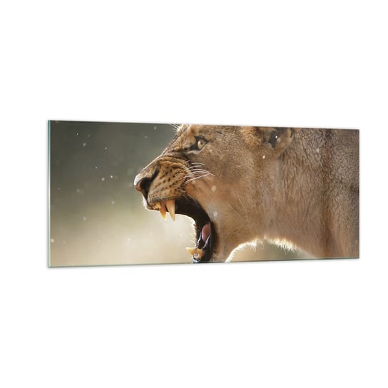 Obraz na szkle - Spróbuj nie posłuchać - 100x40cm - Zwierzęta Lew Afryka - Nowoczesny foto szklany obraz do salonu do sypialni ARTTOR ARTTOR