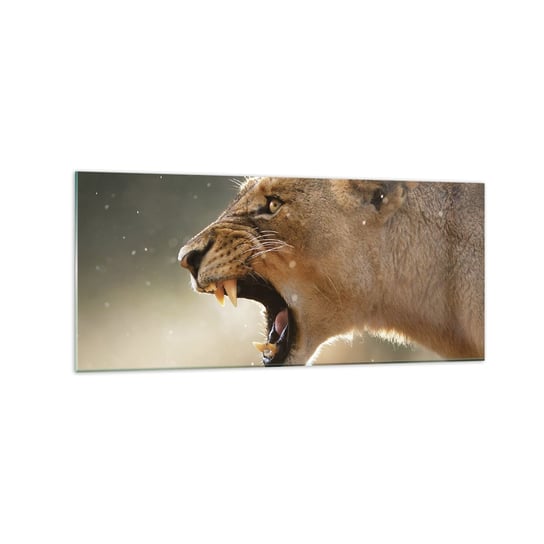 Obraz na szkle - Spróbuj nie posłuchać - 120x50cm - Zwierzęta Lew Afryka - Nowoczesny szklany obraz na ścianę do salonu do sypialni ARTTOR ARTTOR