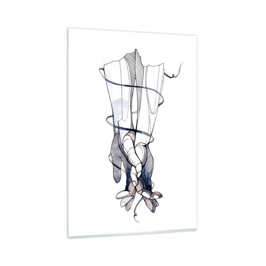 Obraz na szkle - Studium dotyku - 80x120cm - Abstrakcja Dłonie Grafika - Nowoczesny szklany obraz na ścianę do salonu do sypialni ARTTOR ARTTOR