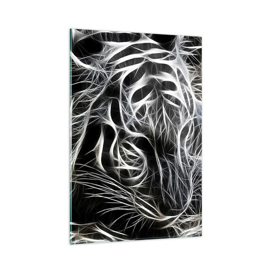 Obraz na szkle - Studium kociej lekkości - 80x120cm - Abstrakcja Tygrys Zwierzęta - Nowoczesny szklany obraz na ścianę do salonu do sypialni ARTTOR ARTTOR