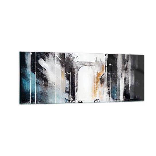 Obraz na szkle - Studium miasta: architektura i ruch - 140x50cm - Architektura Pejzaż Ulica - Nowoczesny szklany obraz do salonu do sypialni ARTTOR ARTTOR