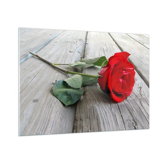 Obraz na szkle - Studium w szkarłacie - 100x70cm - Róża Miłość Kwiat - Nowoczesny foto szklany obraz do salonu do sypialni ARTTOR ARTTOR