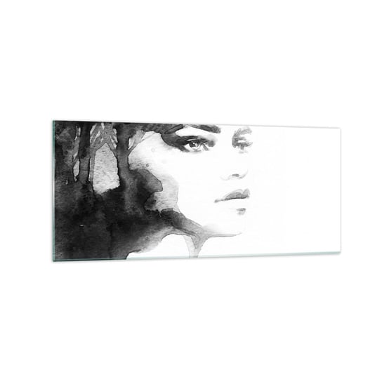 Obraz na szkle - Stworzona z tajemnicy i mgły - 120x50cm - Fantasy Kobieta Twarz Kobiety - Nowoczesny szklany obraz na ścianę do salonu do sypialni ARTTOR ARTTOR