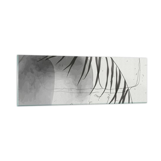Obraz na szkle - Subtelna egzotyka natury - 90x30cm - Minimalizm Botaniczny Liść - Nowoczesny szklany obraz do salonu do sypialni ARTTOR ARTTOR