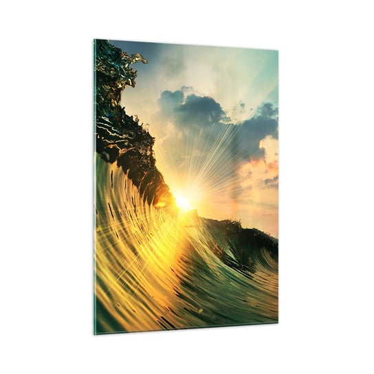 Obraz na szkle - Surferze, gdzie jesteś? - 50x70cm - Fala Morska Promienie Słońca Natura - Nowoczesny szklany obraz do salonu do sypialni ARTTOR ARTTOR