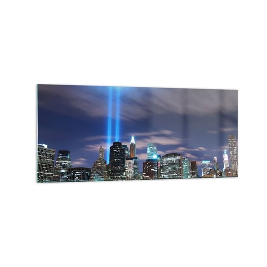 Obraz na szkle - Światłem dosięgnąć nieba - 120x50cm - Miasto Nowy York Architektura - Nowoczesny szklany obraz na ścianę do salonu do sypialni ARTTOR ARTTOR